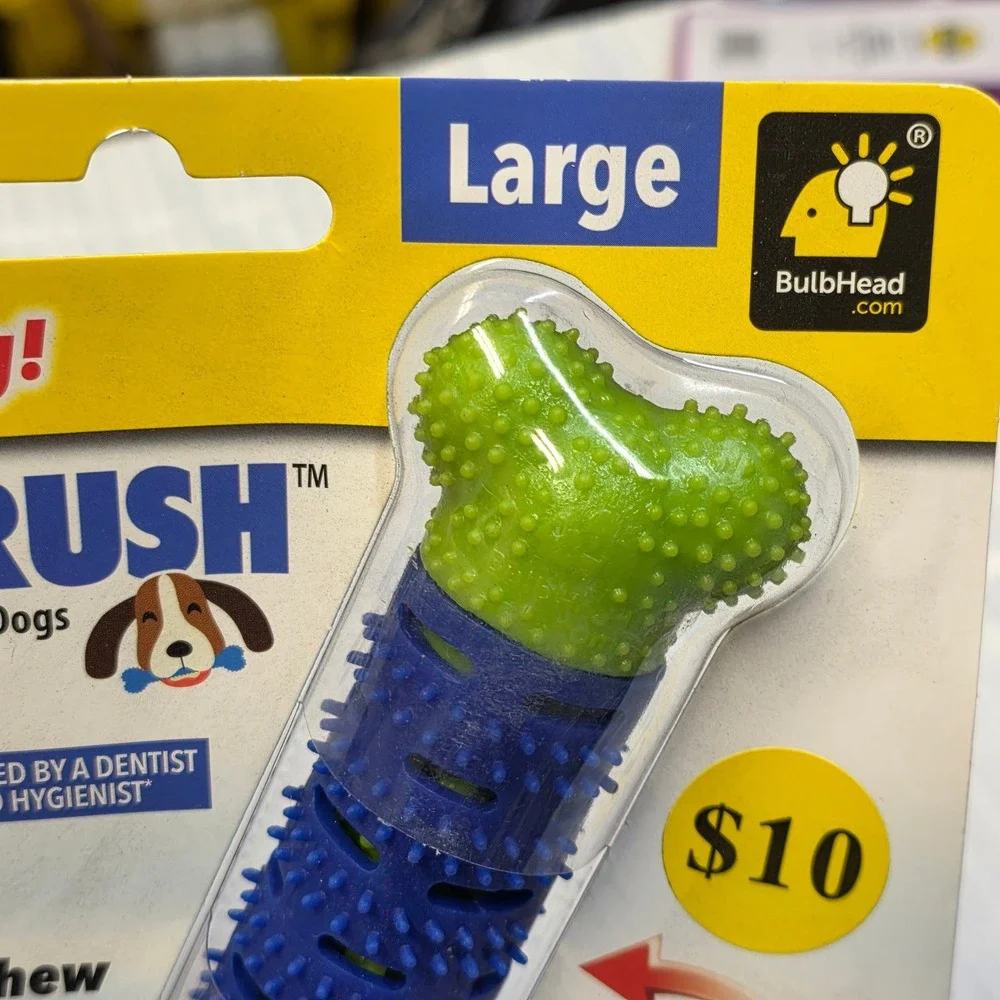 3 pack, Chewbrush Large Self-Brushing Dog Toothbrush Blue Green Triple Action